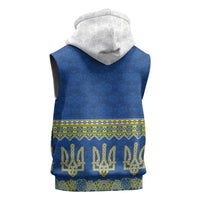 Ukraine Vyshyvanka Motif Sleeveless Hoodie Ukrainian Coat Of Arms Rose Patterns - Wonder Print Shop
