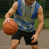 Ukraine Vyshyvanka Motif Sleeveless Hoodie Ukrainian Coat Of Arms Rose Patterns - Wonder Print Shop