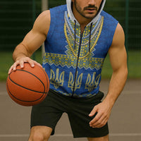 Ukraine Vyshyvanka Motif Sleeveless Zip Hoodie Ukrainian Coat Of Arms Rose Patterns - Wonder Print Shop