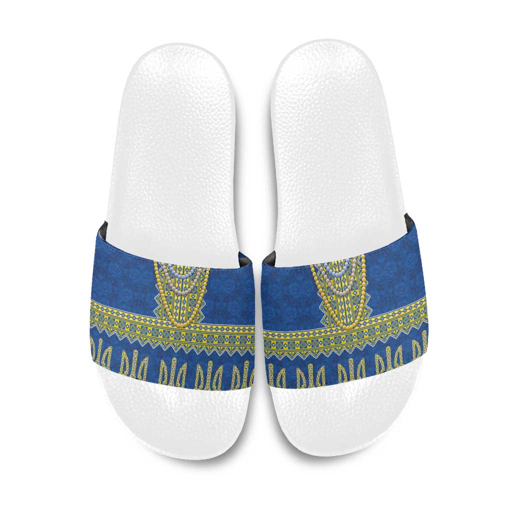 Ukraine Vyshyvanka Motif Slide Sandals Ukrainian Coat Of Arms Rose Patterns - Wonder Print Shop