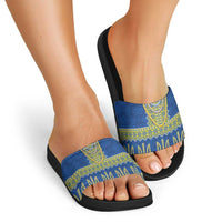 Ukraine Vyshyvanka Motif Slide Sandals Ukrainian Coat Of Arms Rose Patterns - Wonder Print Shop