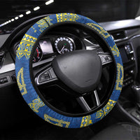 Ukraine Vyshyvanka Motif Steering Wheel Cover Ukrainian Coat Of Arms Rose Patterns - Wonder Print Shop