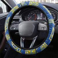Ukraine Vyshyvanka Motif Steering Wheel Cover Ukrainian Coat Of Arms Rose Patterns - Wonder Print Shop