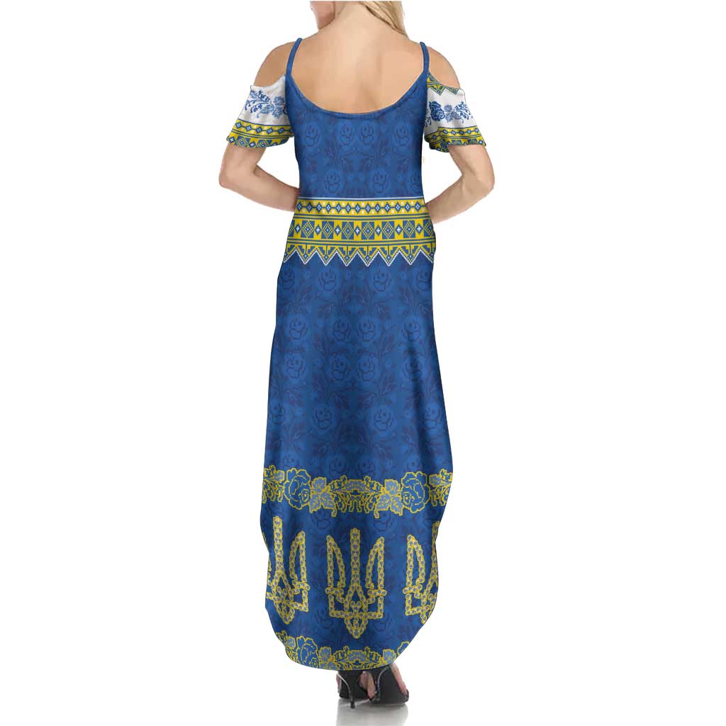 Ukraine Vyshyvanka Motif Summer Maxi Dress Ukrainian Coat Of Arms Rose Patterns - Wonder Print Shop