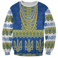 Ukraine Vyshyvanka Motif Sweatshirt Ukrainian Coat Of Arms Rose Patterns - Wonder Print Shop