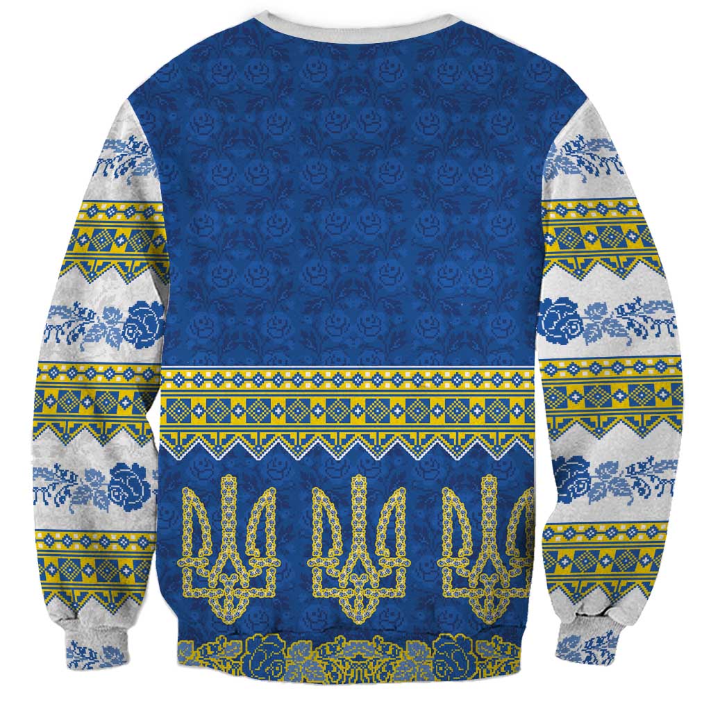 Ukraine Vyshyvanka Motif Sweatshirt Ukrainian Coat Of Arms Rose Patterns - Wonder Print Shop