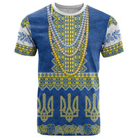 Ukraine Vyshyvanka Motif T Shirt Ukrainian Coat Of Arms Rose Patterns - Wonder Print Shop