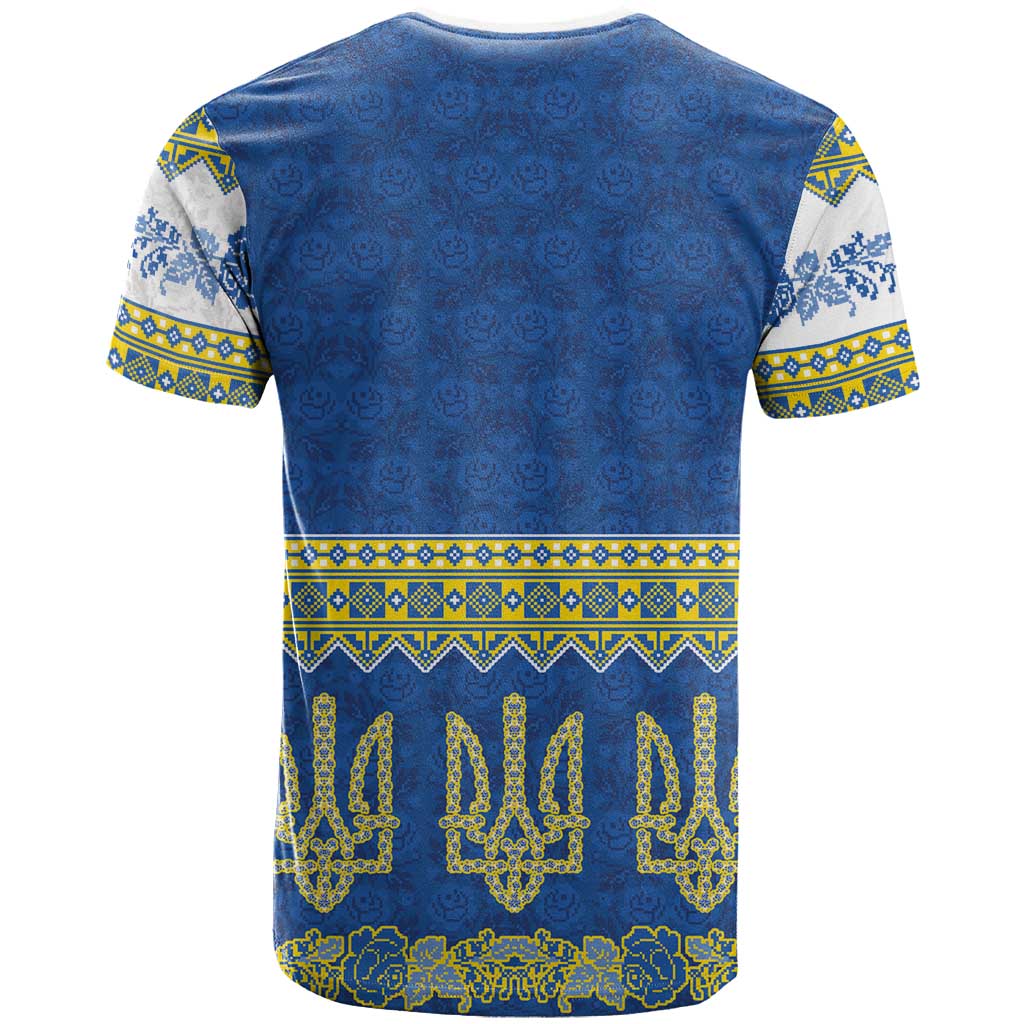 Ukraine Vyshyvanka Motif T Shirt Ukrainian Coat Of Arms Rose Patterns - Wonder Print Shop