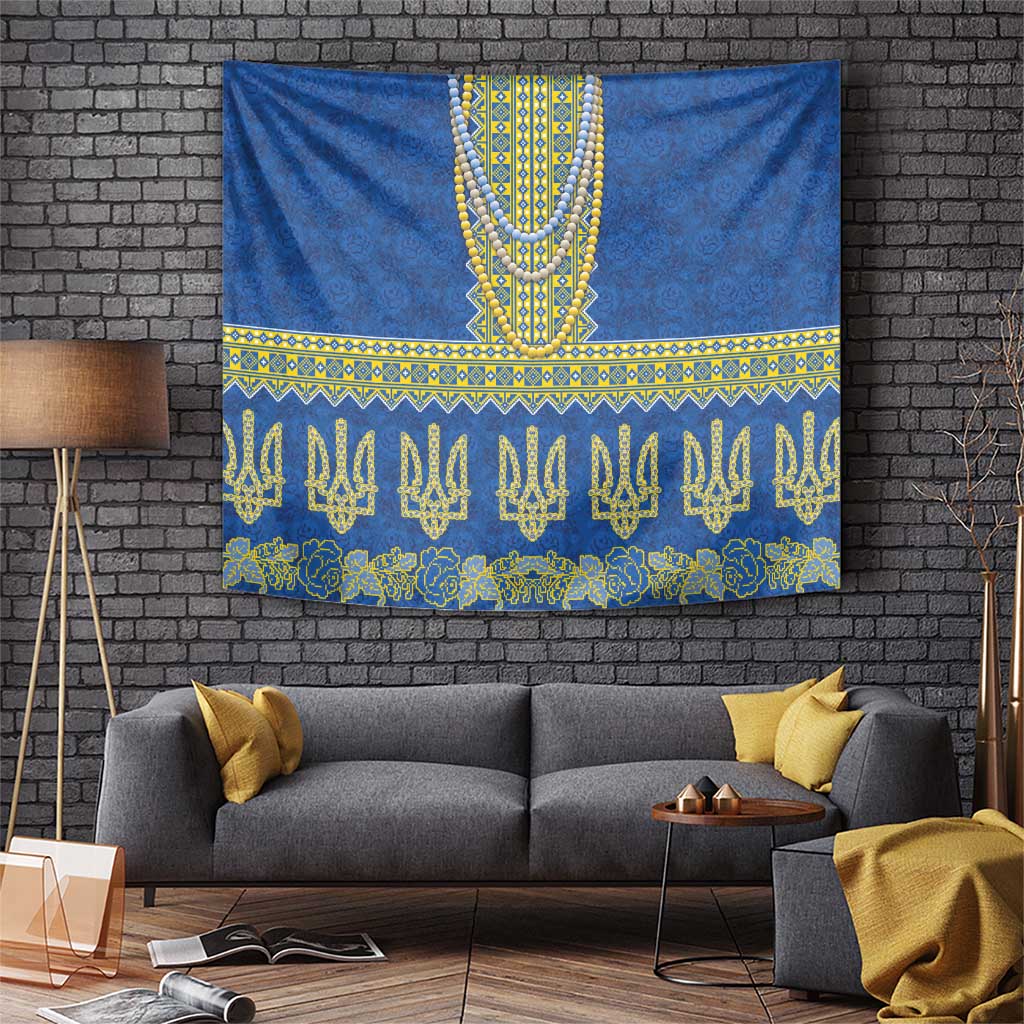 Ukraine Vyshyvanka Motif Tapestry Ukrainian Coat Of Arms Rose Patterns - Wonder Print Shop