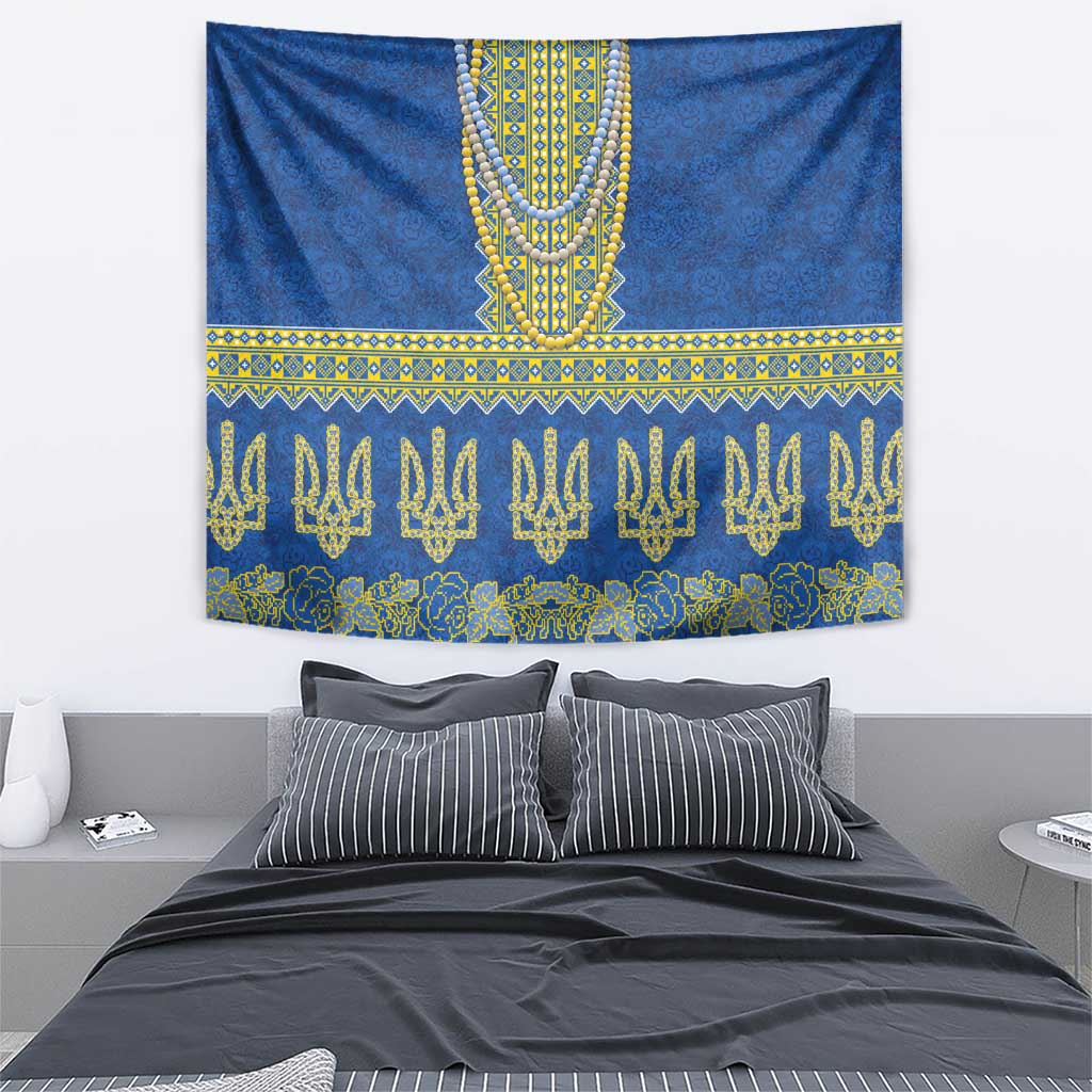 Ukraine Vyshyvanka Motif Tapestry Ukrainian Coat Of Arms Rose Patterns - Wonder Print Shop