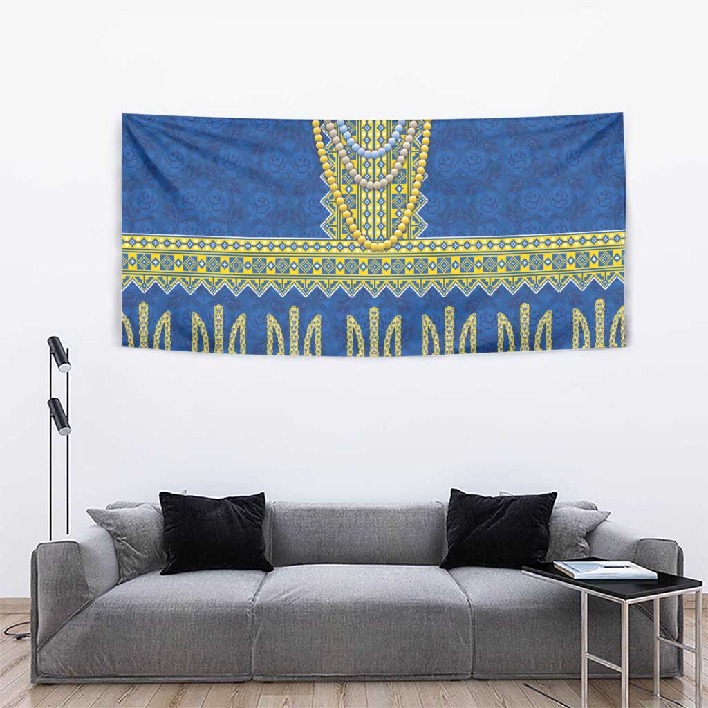 Ukraine Vyshyvanka Motif Tapestry Ukrainian Coat Of Arms Rose Patterns - Wonder Print Shop
