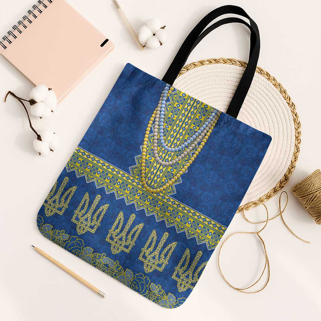Ukraine Vyshyvanka Motif Tote Bag Ukrainian Coat Of Arms Rose Patterns - Wonder Print Shop