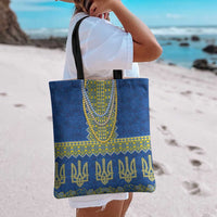 Ukraine Vyshyvanka Motif Tote Bag Ukrainian Coat Of Arms Rose Patterns - Wonder Print Shop