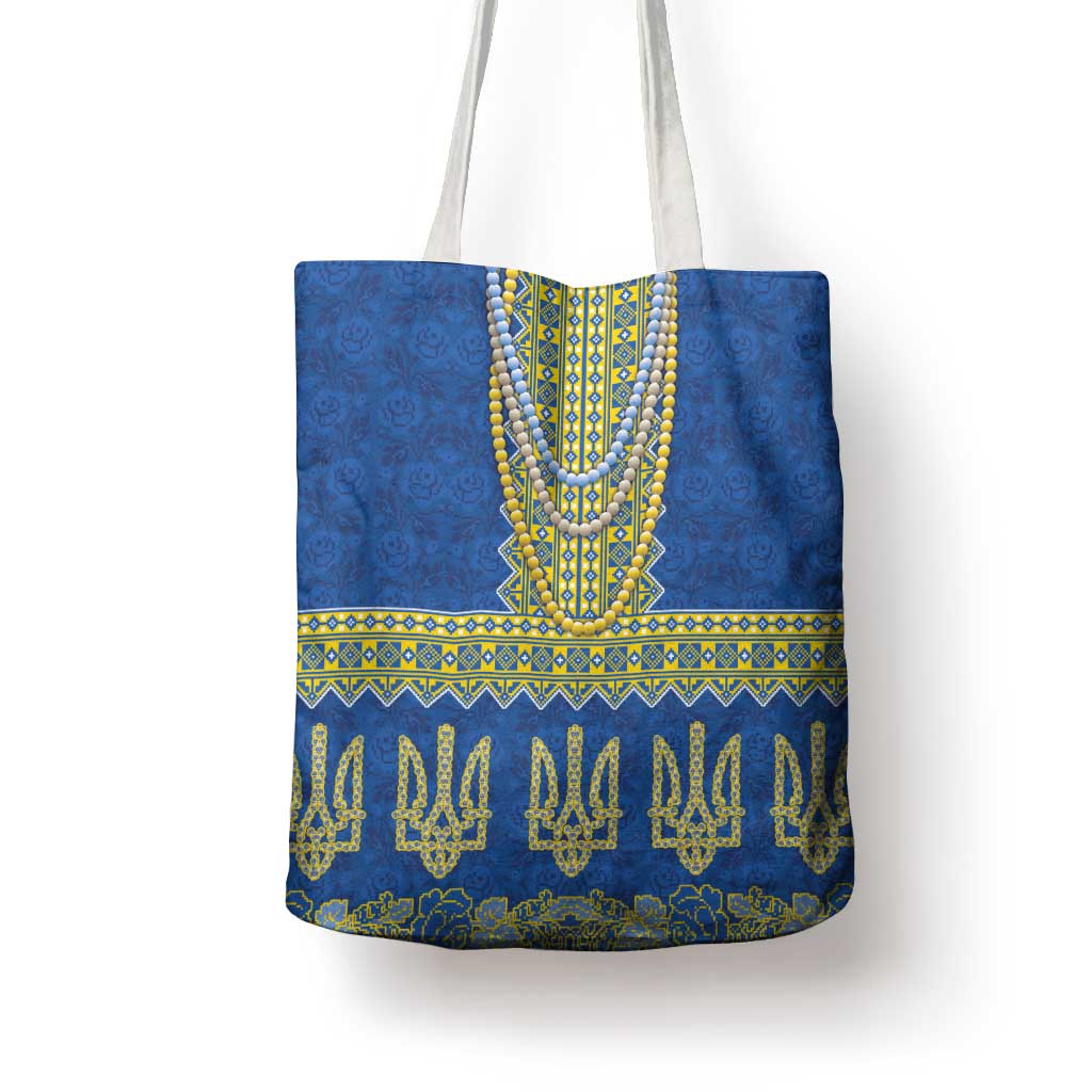 Ukraine Vyshyvanka Motif Tote Bag Ukrainian Coat Of Arms Rose Patterns - Wonder Print Shop