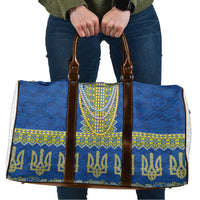 Ukraine Vyshyvanka Motif Travel Bag Ukrainian Coat Of Arms Rose Patterns - Wonder Print Shop
