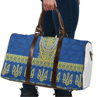 Ukraine Vyshyvanka Motif Travel Bag Ukrainian Coat Of Arms Rose Patterns - Wonder Print Shop