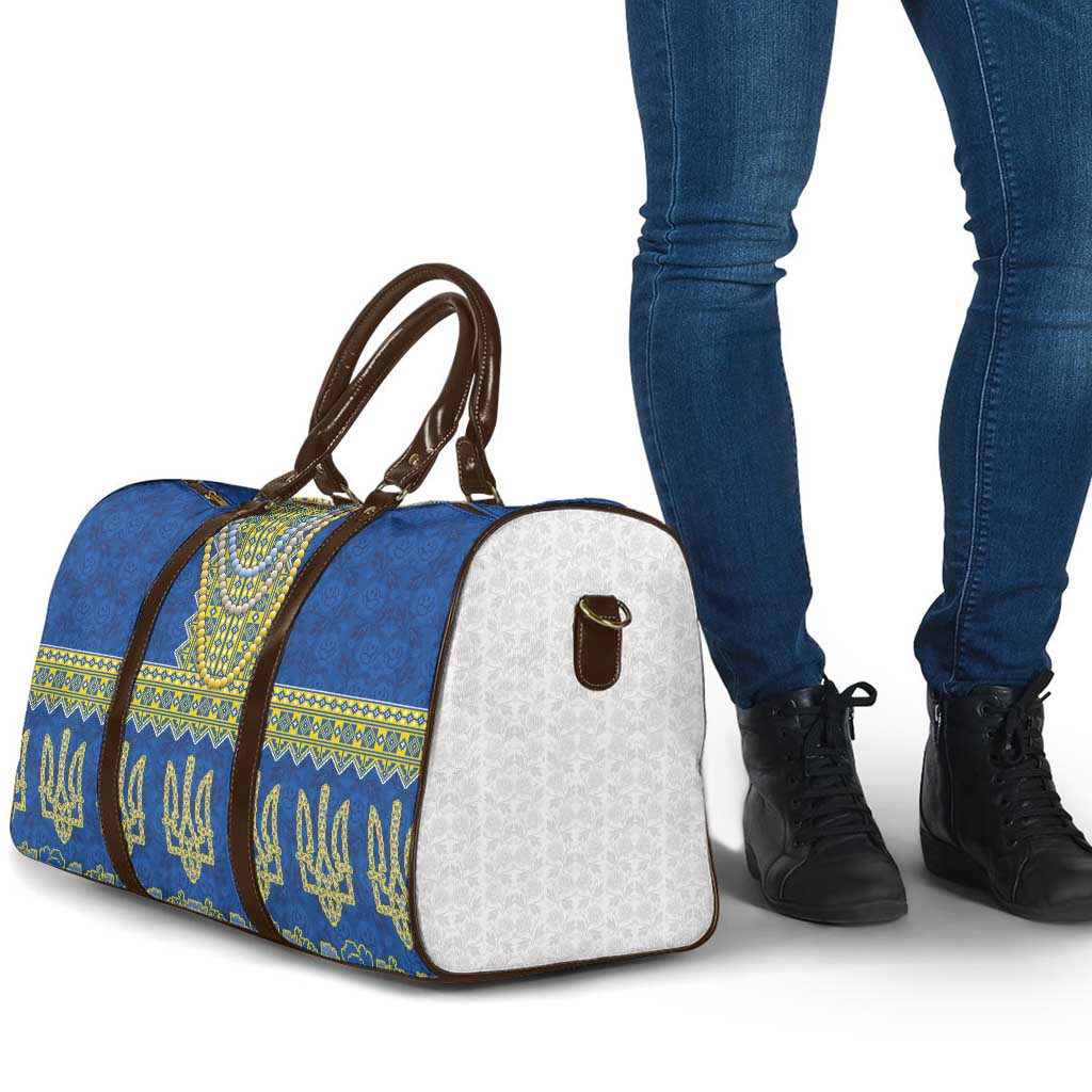 Ukraine Vyshyvanka Motif Travel Bag Ukrainian Coat Of Arms Rose Patterns - Wonder Print Shop