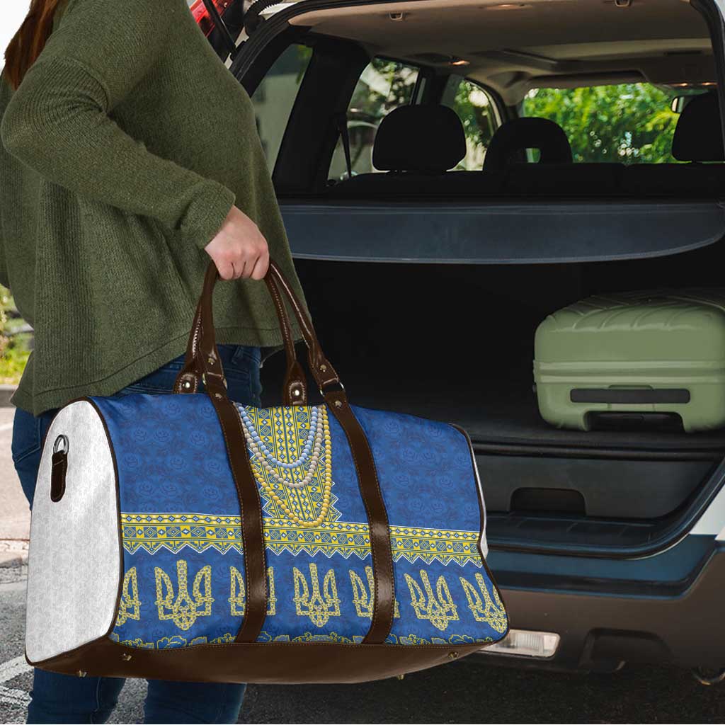 Ukraine Vyshyvanka Motif Travel Bag Ukrainian Coat Of Arms Rose Patterns - Wonder Print Shop
