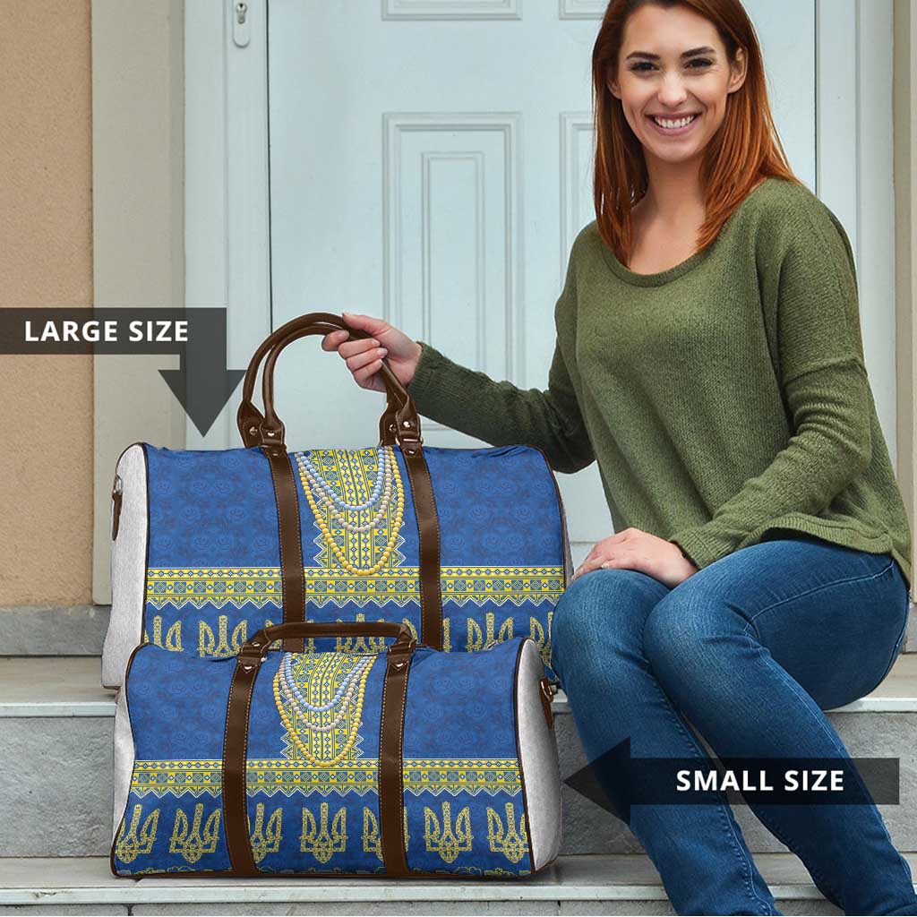 Ukraine Vyshyvanka Motif Travel Bag Ukrainian Coat Of Arms Rose Patterns - Wonder Print Shop