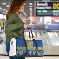 Ukraine Vyshyvanka Motif Travel Bag Ukrainian Coat Of Arms Rose Patterns - Wonder Print Shop