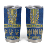 Ukraine Vyshyvanka Motif Tumbler Cup Ukrainian Coat Of Arms Rose Patterns - Wonder Print Shop