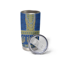 Ukraine Vyshyvanka Motif Tumbler Cup Ukrainian Coat Of Arms Rose Patterns - Wonder Print Shop