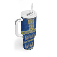 Ukraine Vyshyvanka Motif Tumbler With Handle Ukrainian Coat Of Arms Rose Patterns - Wonder Print Shop
