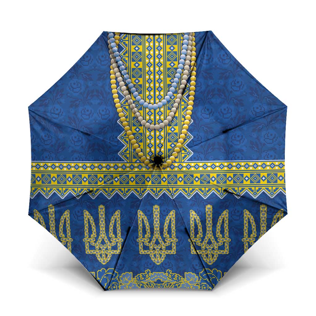 Ukraine Vyshyvanka Motif Umbrella Ukrainian Coat Of Arms Rose Patterns - Wonder Print Shop