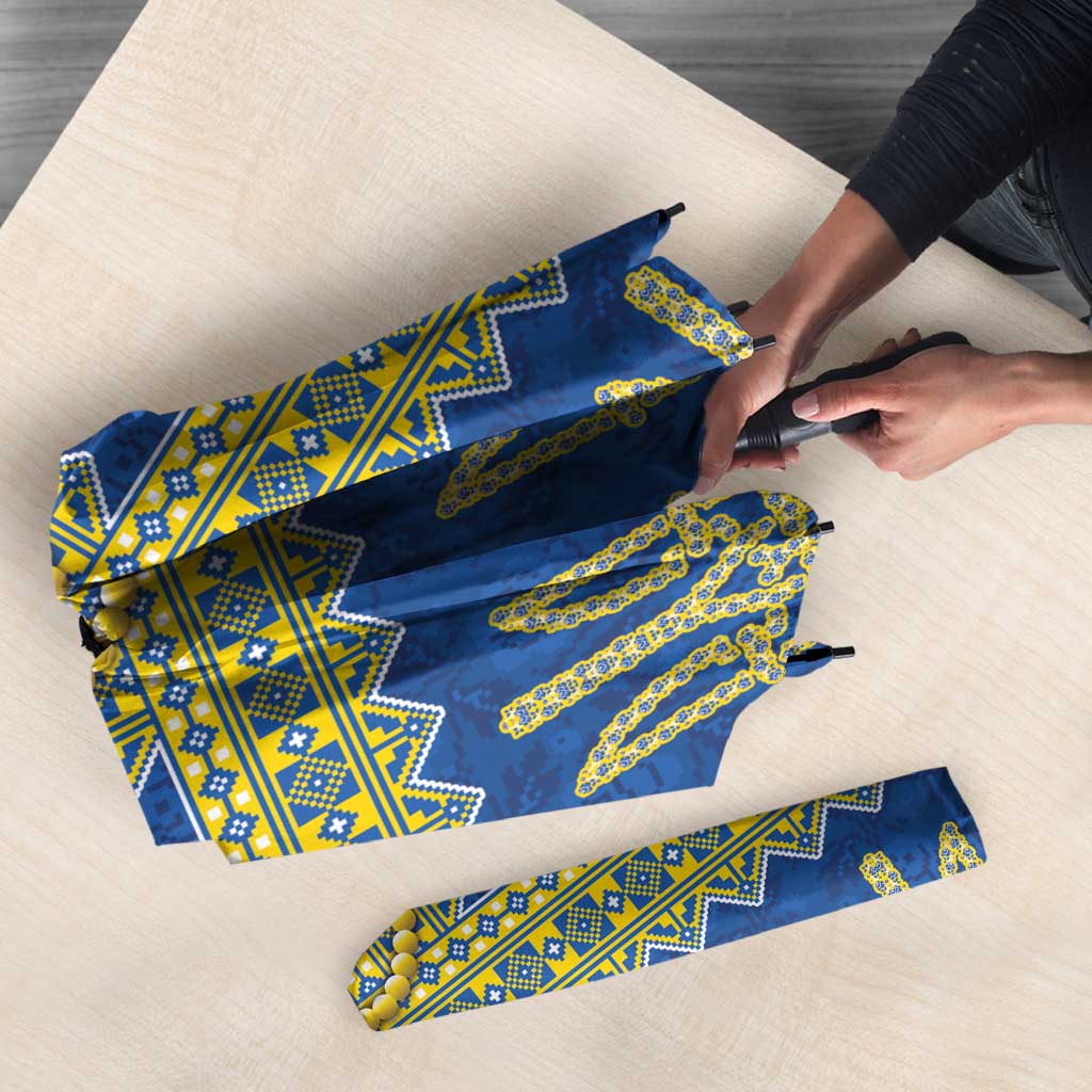 Ukraine Vyshyvanka Motif Umbrella Ukrainian Coat Of Arms Rose Patterns - Wonder Print Shop