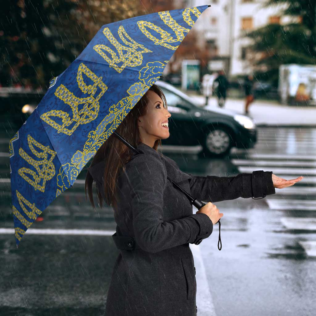 Ukraine Vyshyvanka Motif Umbrella Ukrainian Coat Of Arms Rose Patterns - Wonder Print Shop