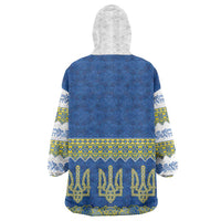 Ukraine Vyshyvanka Motif Wearable Blanket Hoodie Ukrainian Coat Of Arms Rose Patterns - Wonder Print Shop