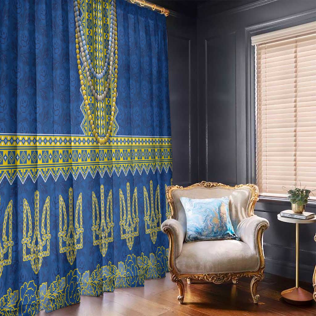 Ukraine Vyshyvanka Motif Window Curtain Ukrainian Coat Of Arms Rose Patterns - Wonder Print Shop