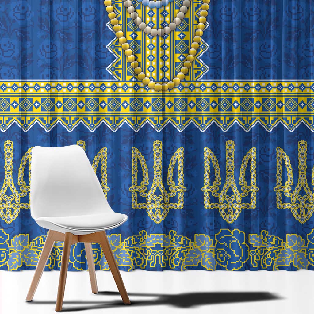 Ukraine Vyshyvanka Motif Window Curtain Ukrainian Coat Of Arms Rose Patterns - Wonder Print Shop