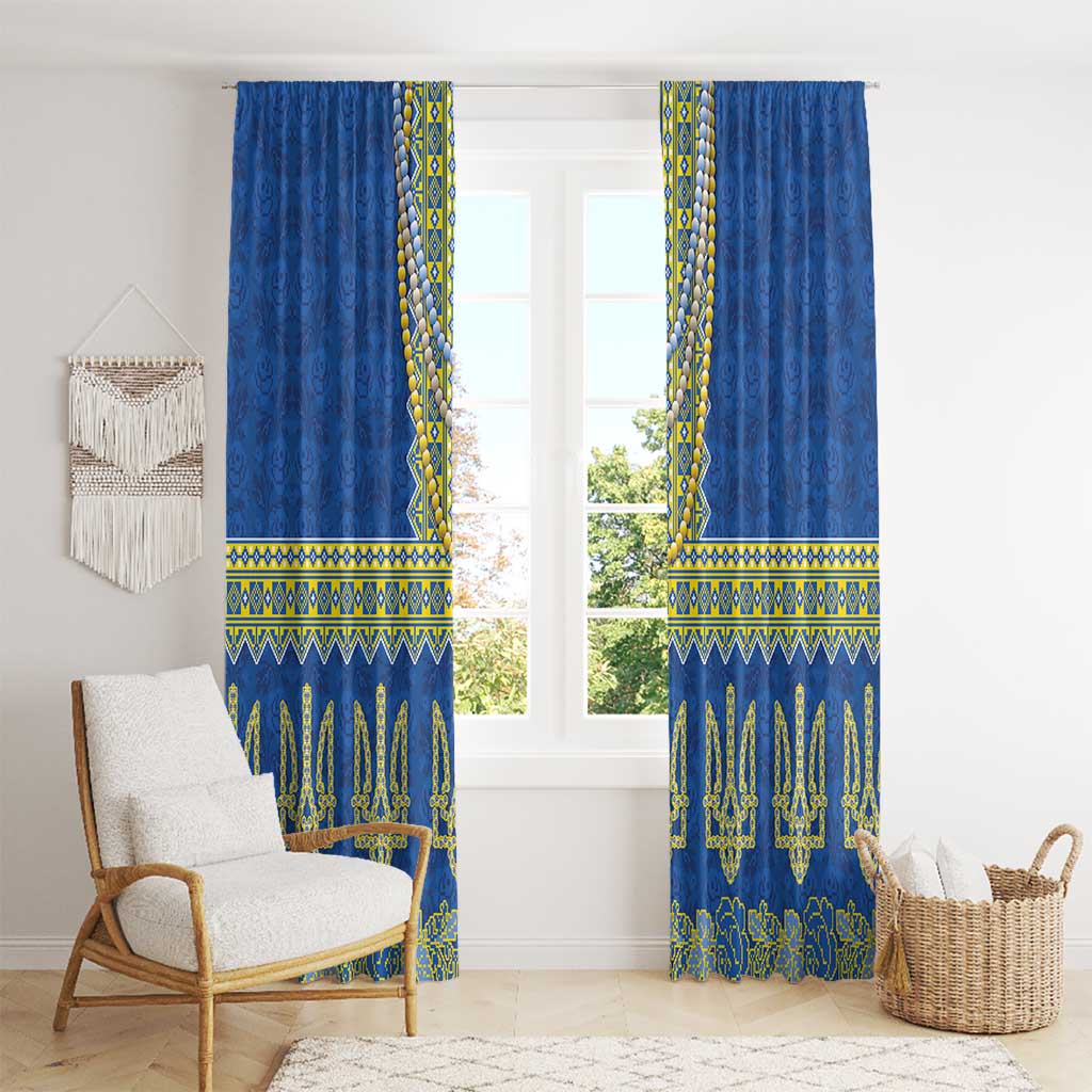 Ukraine Vyshyvanka Motif Window Curtain Ukrainian Coat Of Arms Rose Patterns - Wonder Print Shop
