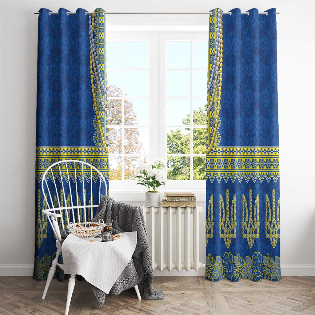 Ukraine Vyshyvanka Motif Window Curtain Ukrainian Coat Of Arms Rose Patterns - Wonder Print Shop