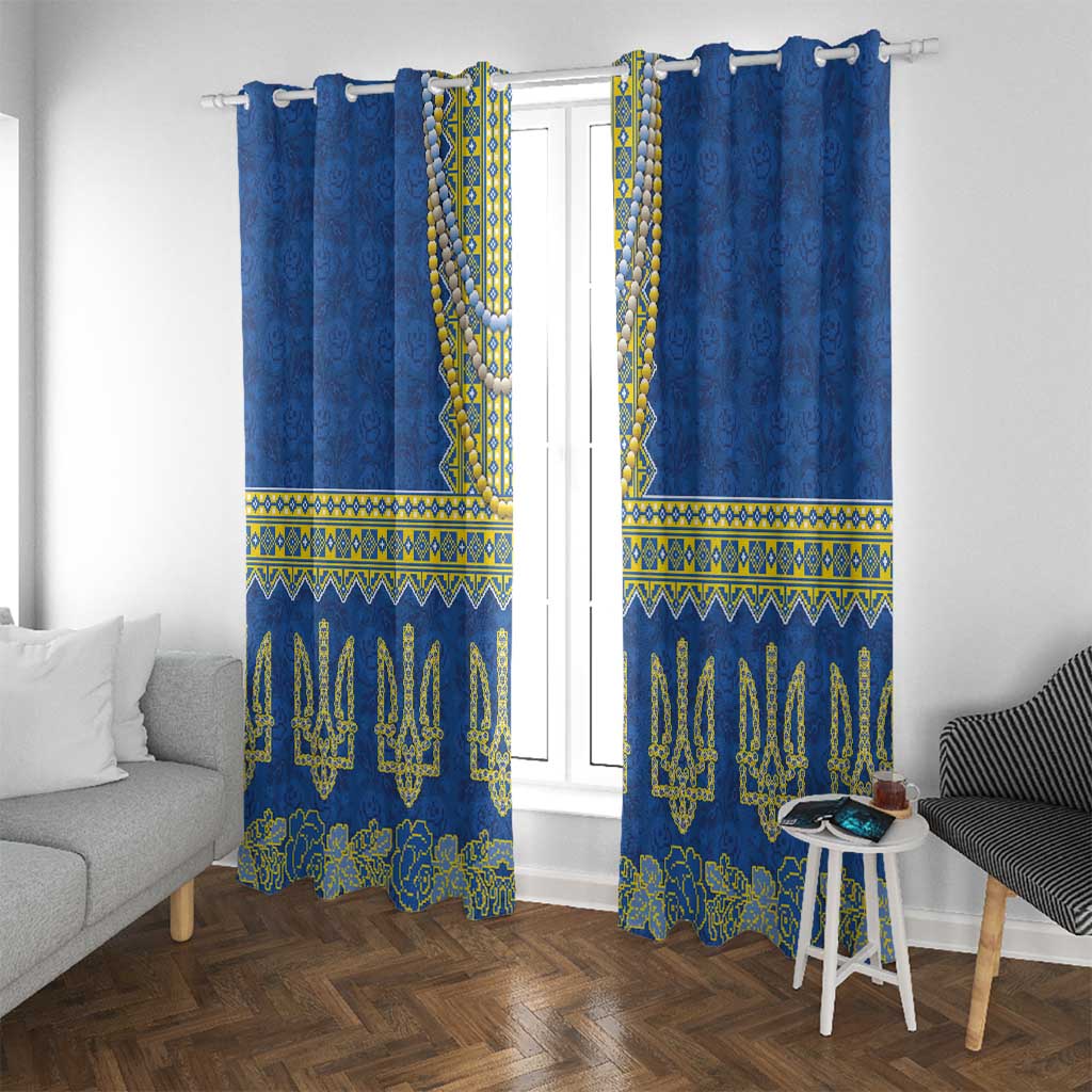 Ukraine Vyshyvanka Motif Window Curtain Ukrainian Coat Of Arms Rose Patterns - Wonder Print Shop