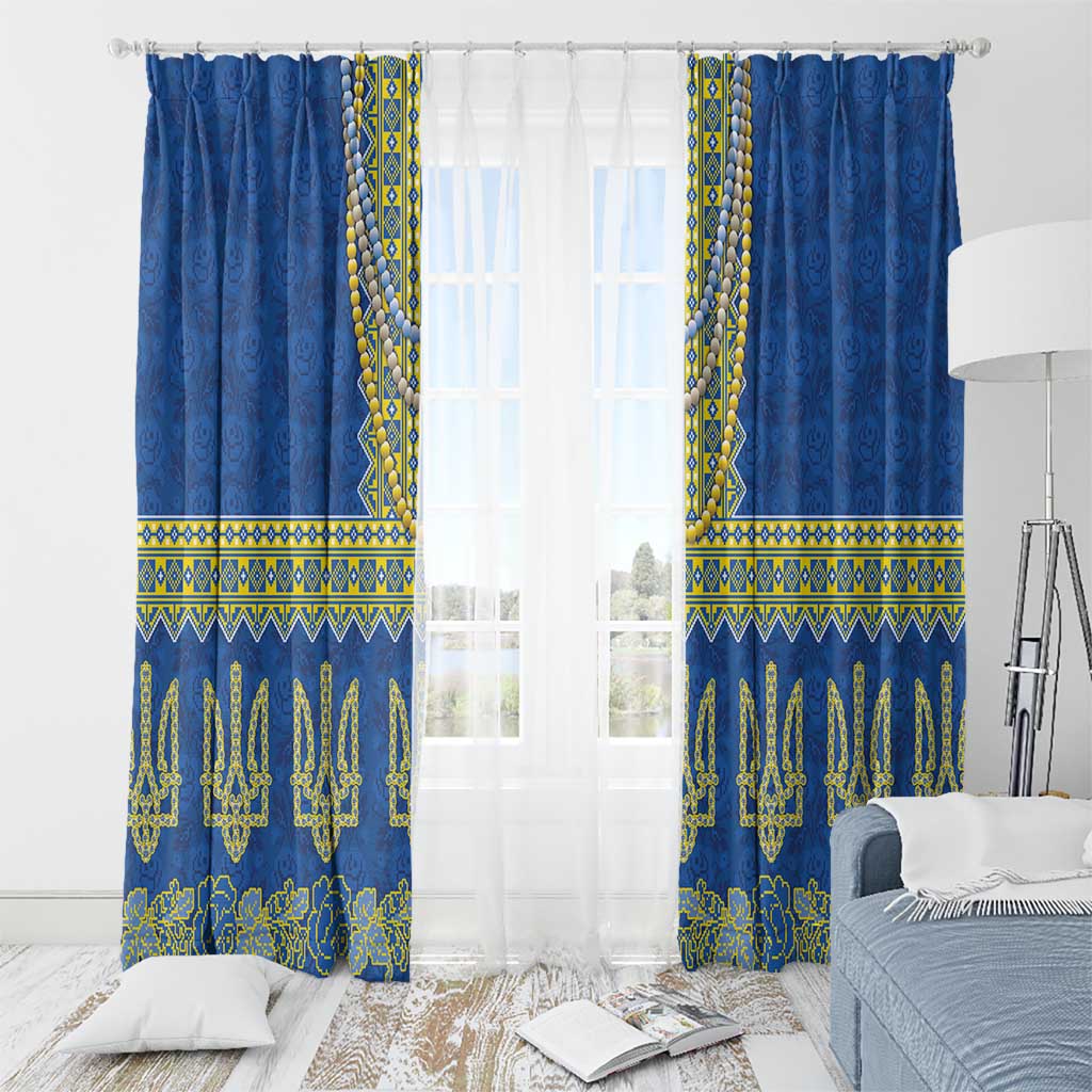 Ukraine Vyshyvanka Motif Window Curtain Ukrainian Coat Of Arms Rose Patterns - Wonder Print Shop