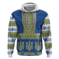 Ukraine Vyshyvanka Motif Zip Hoodie Ukrainian Coat Of Arms Rose Patterns - Wonder Print Shop