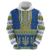 Ukraine Vyshyvanka Motif Zip Hoodie Ukrainian Coat Of Arms Rose Patterns - Wonder Print Shop