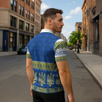 Ukraine Vyshyvanka Motif Zipper Polo Shirt Ukrainian Coat Of Arms Rose Patterns - Wonder Print Shop
