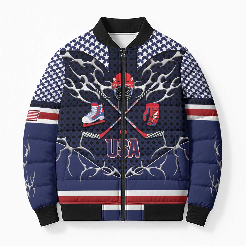 Custom USA Ice Hockey Bomber Puffer Jacket United Ice Power