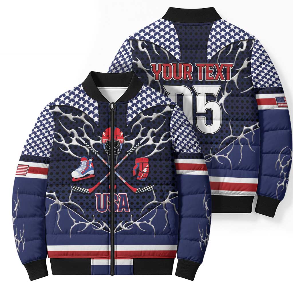 Custom USA Ice Hockey Bomber Puffer Jacket United Ice Power