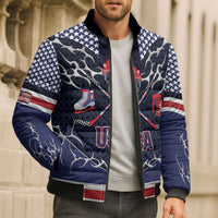Custom USA Ice Hockey Bomber Puffer Jacket United Ice Power