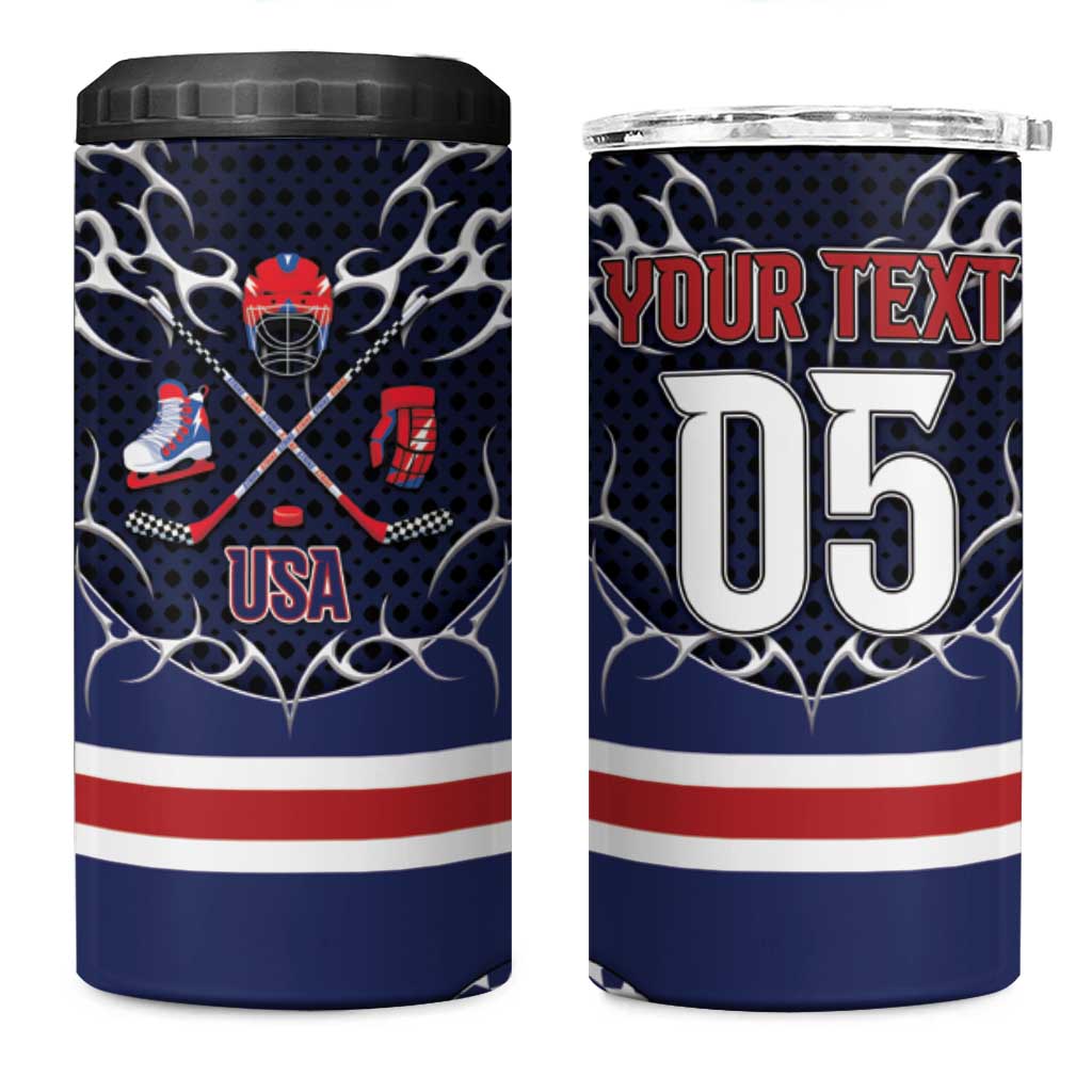 Custom USA Ice Hockey 4 in 1 Can Cooler Tumbler United Ice Power
