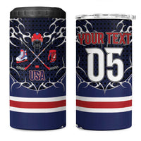 Custom USA Ice Hockey 4 in 1 Can Cooler Tumbler United Ice Power