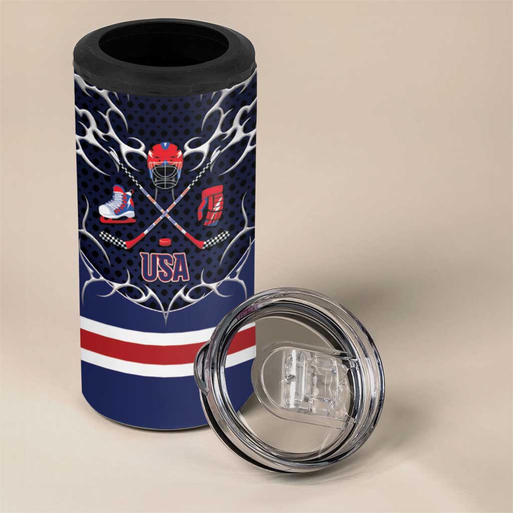 Custom USA Ice Hockey 4 in 1 Can Cooler Tumbler United Ice Power