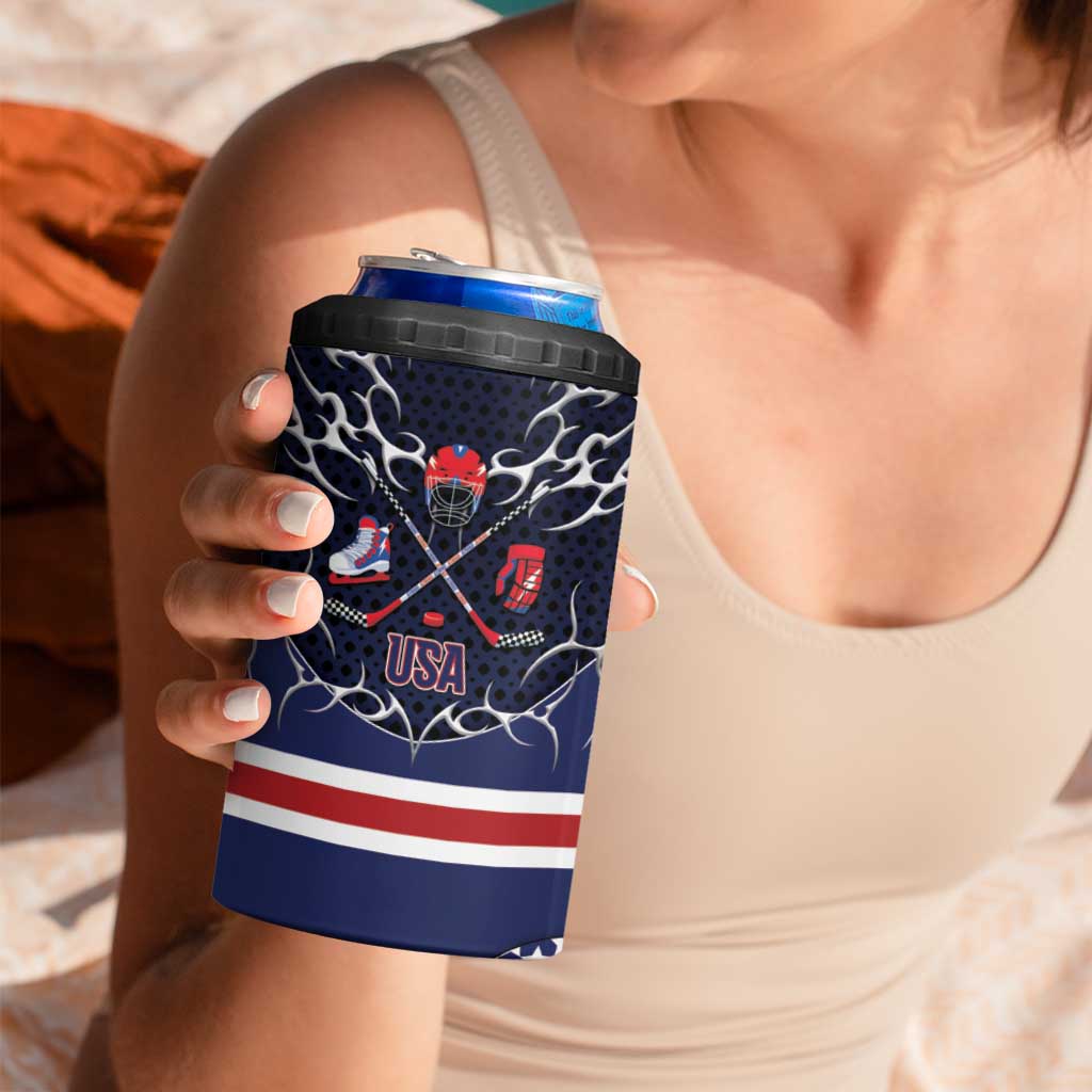 Custom USA Ice Hockey 4 in 1 Can Cooler Tumbler United Ice Power