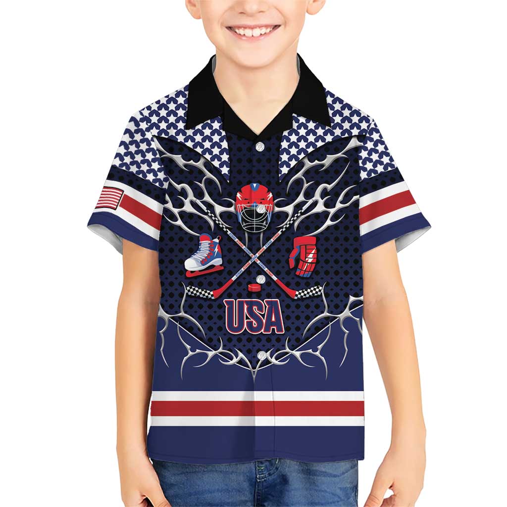 Custom USA Ice Hockey Kid Hawaiian Shirt United Ice Power