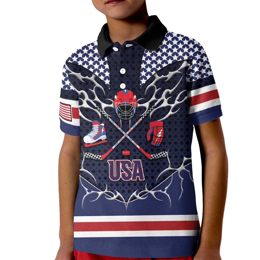 Custom USA Ice Hockey Kid Polo Shirt United Ice Power
