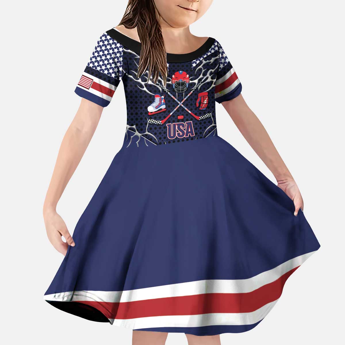 Custom USA Ice Hockey Kid Short Sleeve Dress United Ice Power